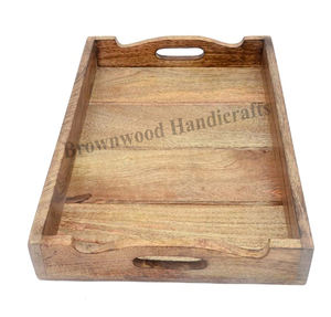 Vente en gros plateau personnalisé sculpté à la main en bois de manguier plateau de service ou de décoration en bois naturel approvisionnement direct en usine à un prix abordable - Product Image 5