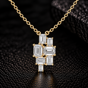 Pendentif en diamant de laboratoire taille émeraude, collier géométrique en or massif 14K 18K, 3.85CT DEF VVS certifié IGI, cadeau de mariage ODM - Product Image 1