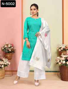 Top de Georgette Premium de Ropa Étnica India con Hermoso Chikankari Trabajo con Chikankari de Algodón Trabajo Plazzo y Jacquard Duptta - Product Image 5