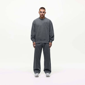 Haute qualité lavé gris sweats hommes femmes Design élégant épaules tombantes polaire tissu hiver tenue décontracté Logo personnalisé et taille - Product Image 5