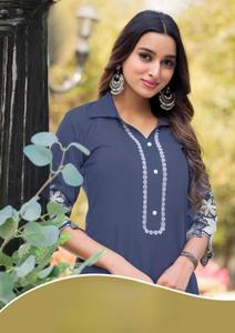 Heavy Chinnon Handwork Kurti avec Salwar Kameez Quick Dry Regular Fit pour toutes les occasions et fêtes Vêtements indiens et pakistanais - Product Image 3