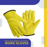Gants de travail d'hiver en cuir de daim jaune de qualité supérieure, doublés de polaire, pour le ski, les fêtes, les sports de plein air, la pêche, le cyclisme