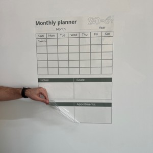 Planificateur mensuel réutilisable Organisateur Modèle-6 Durable Polystyrène Effaçable à Sec Tableau Blanc Électricité Statique Porte-Verre Bois Métal - Product Image 5