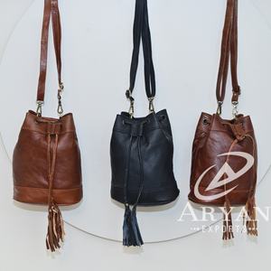 Célèbre marque Design pleine fleur en cuir véritable épaule seau sacs à main pour femmes Vintage luxe vache cuir dames sacs à main - Product Image 1