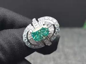 Anillo de bodas de plata de ley 925 para mujer con moissanita original de 4 quilates, cojín alargado azul océano, forma de diamante cortado - Product Image 6