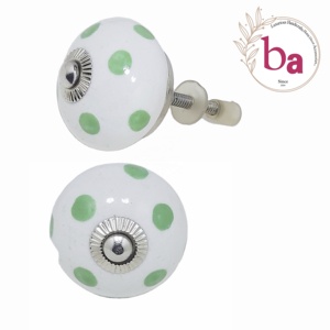 Boutons en céramique blanc à pois vert forêt vente chaude CK 558 poignées de tiroir pour armoire de cuisine et commode - Product Image 1