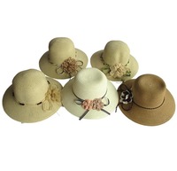 Chapeaux de paille Panama d'été pour femmes, brodés à la main, chapeaux de soleil de plage d'extérieur, rayés personnalisés, sur mesure, provenant d'un fournisseur vietnamien
