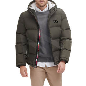 Chaqueta acolchada de invierno de manga larga con logotipo personalizado para hombre con cuello levantado último estilo de calle hecho con tela de lona - Product Image 6