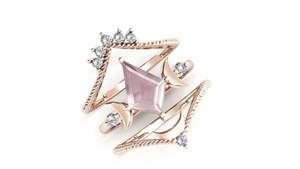 Anillo de compromiso clásico antiguo de plata de ley con cuarzo rosa, conjunto de anillos nupciales en forma de cometa para bodas y fiestas - Product Image 3