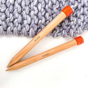 Aiguilles à tricoter carbonisées à pointe unique décoratives décoration de vacances bâton de fil cadeau en bois naturel article - Product Image 6