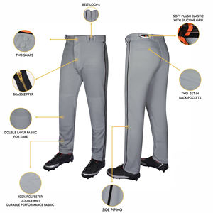 Premium <b>Grey</b> Baseball Pant Featuring Moisture Wicking and Heavy Duty Polyester Material for Competitive League Play and Practice - Product Image 3