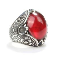 Bague pour homme en argent sterling 925, améthyste rouge ovale naturelle, style hip-hop, sertissage clos, 2,0x1,4 cm, idée cadeau