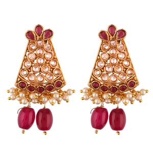 Bijoux indiens Bollywood Fausse perle cristal collier ras du cou boucles d'oreilles ensemble de bijoux de mariage pour femmes filles - Product Image 6