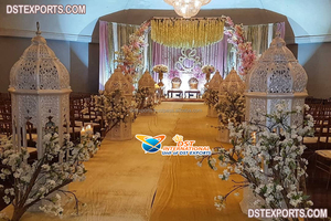 Dernières lampes marocaines à grandes fibres dorées décor de scène de mariage lampes marocaines à fibres lampes marocaines pour mariage fonction Mehndi - Product Image 3