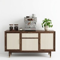 Buffet moderne de luxe en bois massif avec station de bar à café et rangement personnalisé pour la maison, l'hôtel, la salle à manger et la cuisine