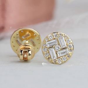 Tendance 3.20ctw Baguette Cut Cluster Stud Véritable Diamant Boucles D'oreilles 10k Or Massif Plaqué Or Drop Dangle Occasions De Mariage - Product Image 2