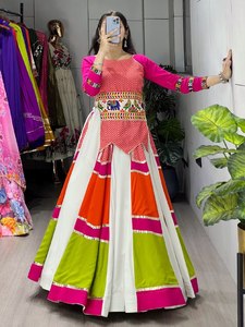 Diseñador Navratri Wear Mirror Work Twill Listo Para Usar Lehenga Choli - Product Image 4