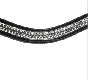 Banda de cuero negro italiano para cejas, banda de alta calidad con canal vacío para cejas, con cadena decorativa de cristal transparente en el interior - Product Image 4
