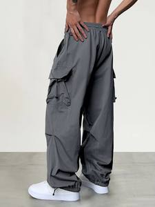 Haute qualité 100% coton hommes décontracté Cargo pantalon ample surdimensionné plat avant avec Hip Hop Style multi-poches pour Streetwear - Product Image 2