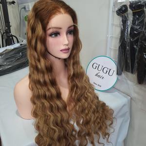 Pelucas sin Pegamento de Cabello Humano con Ondas Profundas y Color con Mechas # Cierre de Encaje HD 6x6 Super Double Drawn 4/27, Cabello Vietnamita Virgen - Product Image 3