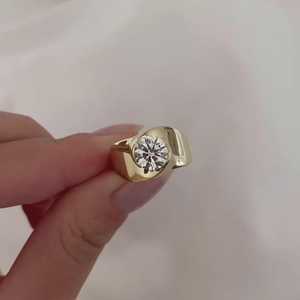 แหวนทองคำแท้ 14K ประดับเพชรทรงกลม 1.52 กะรัต ผลิตในห้องปฏิบัติการ ดีไซน์วงกว้าง ของขวัญโรแมนติกสำหรับคนรักในวันเกิด - Product Image 1