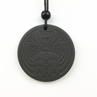 Hoonni Noir Rouge Foncé Puissant Volcanique Scalaire Énergie Collier Pierre De Lave Pendentif Énergie Quantique Pendentif Charms