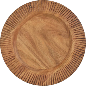 Assiette de chargeur en bois naturel simple personnalisé vente chaude ensemble de vaisselle faite à la main assiette décoration utilisée - Product Image 5