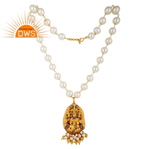 Meilleure vente collier pendentif en argent sterling plaqué or 18 carats avec perles naturelles en cz et pierres précieuses Demi bijoux fins pour femmes - Product Image 2