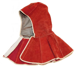 Cubierta de cabeza de soldador de cuero de grado A con logotipo personalizado Resistencia al calor y a la llama Cubiertas de cabeza de ropa de seguridad de soldadura de cuero - Product Image 4