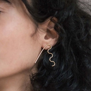 Boucles d'oreilles chandelier vintage en laiton et plaqué or pour les occasions festives - Product Image 1