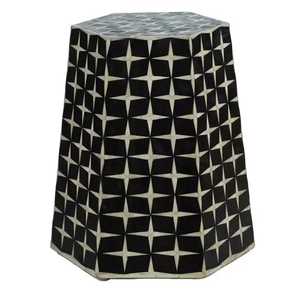 Tabouret en MDF incrusté d'os rond traditionnel pouf pour chambre à coucher décor à la maison meubles de haute qualité - Product Image 4