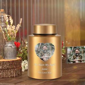 Photo Urnes de crémation personnalisées pour cendres humaines Mémorial funéraire personnalisé en acier inoxydable 5.9 pouces Souvenir décoratif moyen - Product Image 4