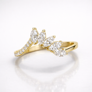 Marquise Cut Moissanite Diamond Wedding <b>Ring</b> Stylish Sterling Silver Band for Brides and Grooms - Product Image 2