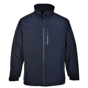 Chaqueta Softshell alta transpirable Spandex poliéster venta al por mayor logotipo personalizado de punto cuello con capucha característica ligera invierno uso al aire libre - Product Image 2