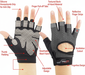 Gants de sport unisexes RexFit pour la salle de sport, antidérapants |   Gants de musculation en cuir de haute qualité - Product Image 5