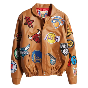 Chaqueta Universitaria de Cuero Bordada Personalizada, Personalización Completa Disponible, Chaqueta Universitaria de Alta Calidad - Product Image 3