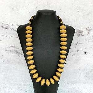 Collier en bois de perles noires et marron fait à la main cordon de coton Vintage dernier collier en bois pour les femmes cadeau de noël - Product Image 5