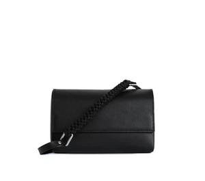 Women's <b>Black</b> Genuine Leather Crossbody <b>Bag</b> Braided Shoulder <b>Small</b> Boxy Handbag Minimalist Sling Fashion Zipper Single Gift Her - Product Image 2