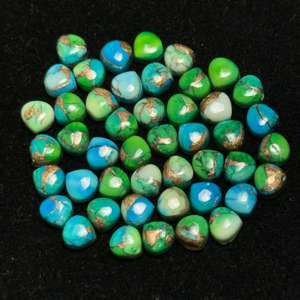 AAA + alta calidad tamaño personalizado forma de corazón Pavo Real Natural cobre Kingman turquesa cabujón verde piedra preciosa para joyería suelta - Product Image 5