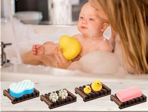 Porte-savon, lot de 4 supports carrés en bois en vrac avec drain, support de porte-savon à main en bambou, économiseur de cèdre pour la douche, en bois - Product Image 4