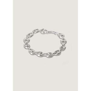 Classic Trendy Silver Mariner Chain <b>Bracelet</b> Gold Plated <b>Copper</b> with Geometric Anchor Pattern Featuring Pearl Diamond Main Stone - Product Image 1