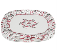 Service de table en mélamine durable à triple revêtement, 24 pièces, anti-taches, finition brillante, résistant aux bris, assiettes, bols, demi-assiettes