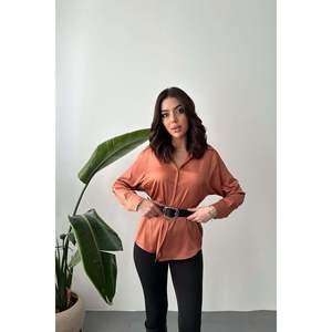 Camisa Satinada Color Ladrillo - Ladrillo - Product Image 1