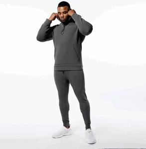 Bajo la demanda del cliente, sudaderas con capucha personalizadas de algodón 100% para hombre, camisetas de entrenamiento de gimnasio a la moda para correr, ejercicio de Hip Hop de invierno con frente sólido - Product Image 3