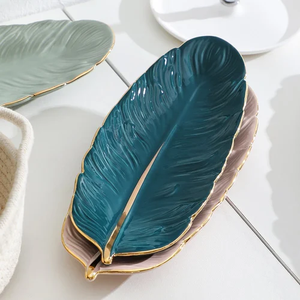 Bandeja de servicio de hojas de aluminio Premium Popular, Plato decorativo para comedor moderno, escaparate artístico, decoración festiva elegante - Product Image 5