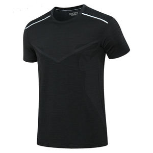 2023 chemises de sport de haute qualité pour hommes 88% polyester 12% élasthanne tricoté vêtements de fitness - Product Image 1