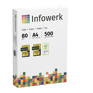 Infowerk A4 80gsm เครื่องพิมพ์พรีเมี่ยมและกระดาษถ่ายเอกสาร20000แผ่นความขาวสูง CIE160ผ่านการรับรอง pefc - Product Image 4