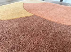 Tapis d'intérieur en laine tufté à la main, écologique, antibactérien, adapté aux animaux domestiques, moderne, abstrait, blocs de couleur, extra épais, multicolore - Product Image 5