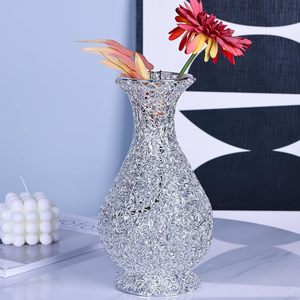 Jarrón de suelo de flores de aluminio niquelado, jarrón de Metal personalizado para mesa de cena, decoración superior, centros de mesa, decoración del hogar - Product Image 1