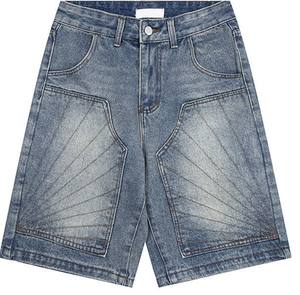 กางเกงขาสั้นผ้าเดนิมขาสั้นทรงตรงสำหรับผู้ชายกางเกงขาสั้นระบายอากาศได้ดีสำหรับฤดูร้อนผ้าเดนิมสีซีดแดดคุณภาพสูงสำหรับผู้ชาย - Product Image 6